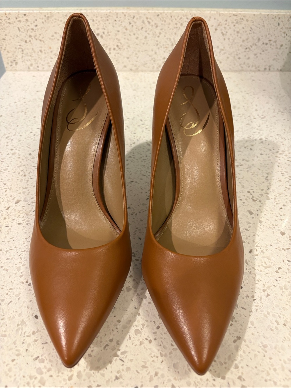 NWOT Sam Edelman Tan Pointed-Toe Leather Pumps